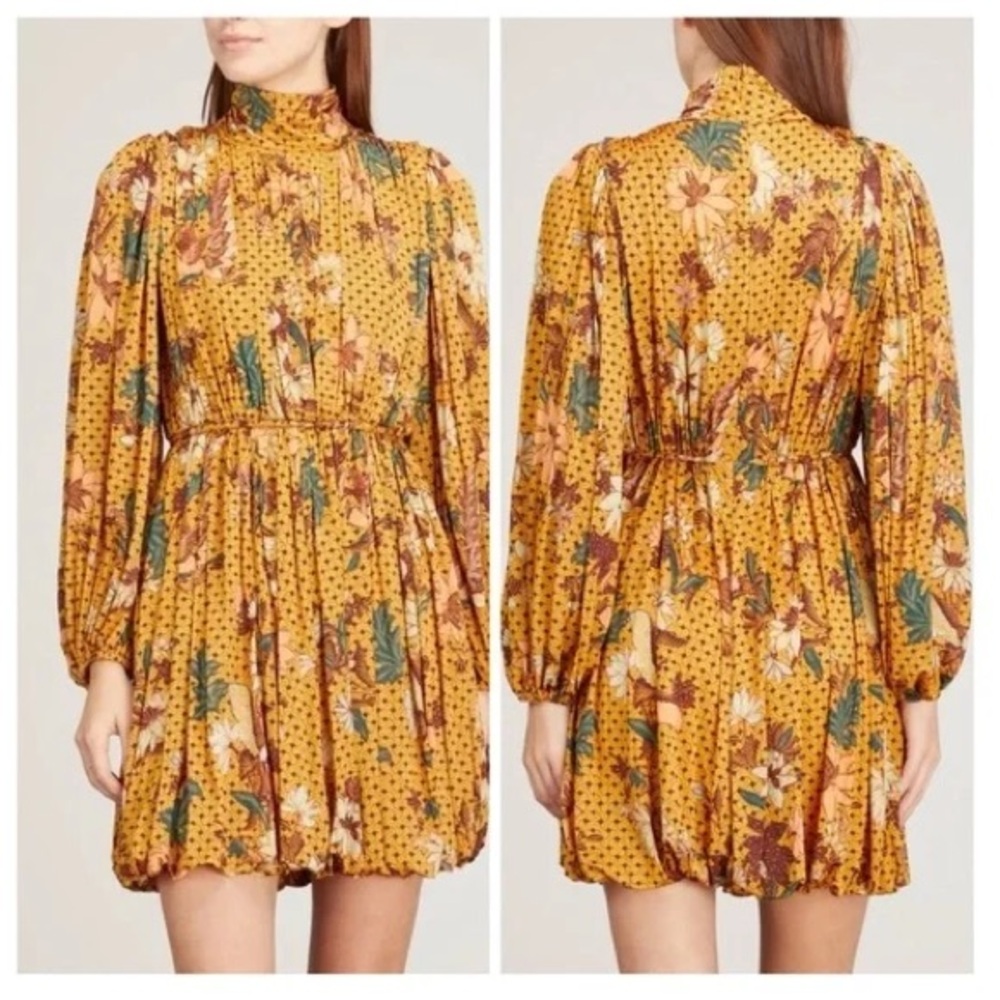 Ulla Johnson Wilhemina Gathered Floral Jersey Bubble Mini Dress - Picture 6 of 6